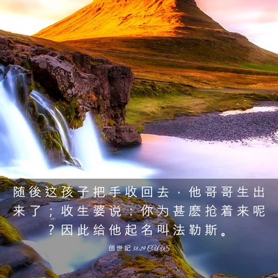 Picture 03 - 创 世 纪 38:29 CUVS - 随 後 这 孩 子 把 手 收 回 去 ， 他 - Bible Verse Picture