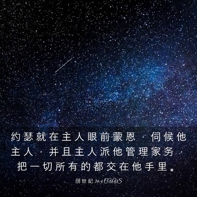 Picture 03 - 创 世 纪 39:4 CUVS - 约 瑟 就 在 主 人 眼 前 蒙 恩 ， 伺 - Bible Verse Picture