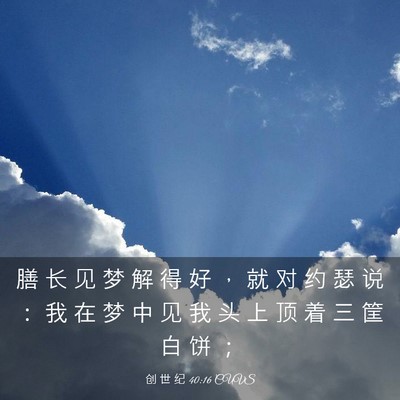 Picture 03 - 创 世 纪 40:16 CUVS - 膳 长 见 梦 解 得 好 ， 就 对 约 瑟 - Bible Verse Picture