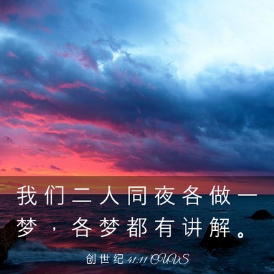 Picture 03 - 创 世 纪 41:11 CUVS - 我 们 二 人 同 夜 各 做 一 梦 ， 各 - Bible Verse Picture
