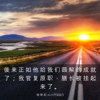 Picture 03 - 创 世 纪 41:13 CUVS - 後 来 正 如 他 给 我 们 圆 解 的 成 - Bible Verse Picture