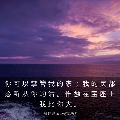 Picture 03 - 创 世 纪 41:40 CUVS - 你 可 以 掌 管 我 的 家 ； 我 的 民 - Bible Verse Picture
