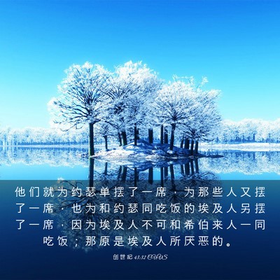 Picture 03 - 创 世 纪 43:32 CUVS - 他 们 就 为 约 瑟 单 摆 了 一 席 ， - Bible Verse Picture