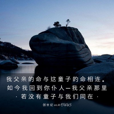 Picture 03 - 创 世 纪 44:30 CUVS - 我 父 亲 的 命 与 这 童 子 的 命 相 - Bible Verse Picture