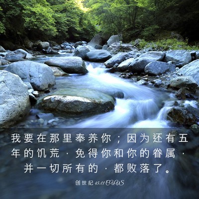 Picture 03 - 创 世 纪 45:11 CUVS - 我 要 在 那 里 奉 养 你 ； 因 为 还 - Bible Verse Picture