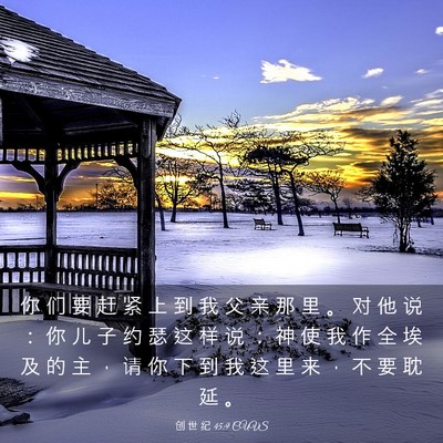 Picture 03 - 创 世 纪 45:9 CUVS - 你 们 要 赶 紧 上 到 我 父 亲 那 里 - Bible Verse Picture