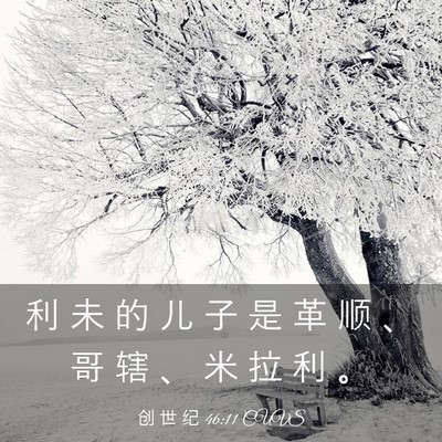Picture 03 - 创 世 纪 46:11 CUVS - 利 未 的 儿 子 是 革 顺 、 哥 辖 、 - Bible Verse Picture