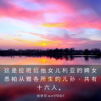 Picture 03 - 创 世 纪 46:18 CUVS - 这 是 拉 班 给 他 女 儿 利 亚 的 婢 - Bible Verse Picture