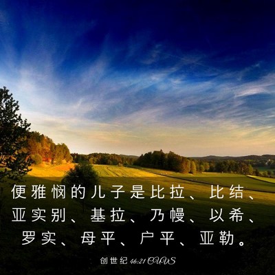 Picture 03 - 创 世 纪 46:21 CUVS - 便 雅 悯 的 儿 子 是 比 拉 、 比 结 - Bible Verse Picture
