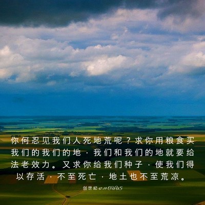 Picture 03 - 创 世 纪 47:19 CUVS - 你 何 忍 见 我 们 人 死 地 荒 呢 ？ - Bible Verse Picture