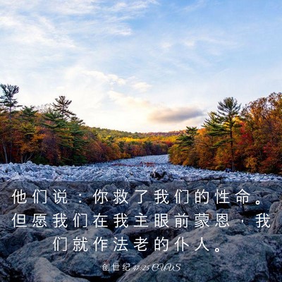 Picture 03 - 创 世 纪 47:25 CUVS - 他 们 说 ： 你 救 了 我 们 的 性 命 - Bible Verse Picture