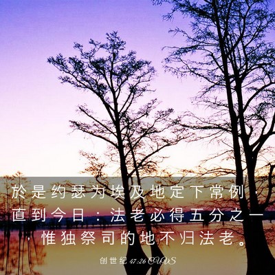 Picture 03 - 创 世 纪 47:26 CUVS - 於 是 约 瑟 为 埃 及 地 定 下 常 例 - Bible Verse Picture