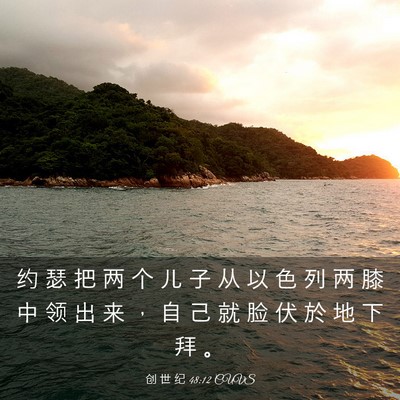 Picture 03 - 创 世 纪 48:12 CUVS - 约 瑟 把 两 个 儿 子 从 以 色 列 两 - Bible Verse Picture