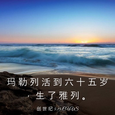 Picture 03 - 创 世 纪 5:15 CUVS - 玛 勒 列 活 到 六 十 五 岁 ， 生 了 - Bible Verse Picture