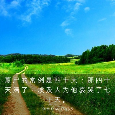 Picture 03 - 创 世 纪 50:3 CUVS - 薰 尸 的 常 例 是 四 十 天 ； 那 四 - Bible Verse Picture