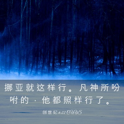 Picture 03 - 创 世 纪 6:22 CUVS - 挪 亚 就 这 样 行 。 凡 神 所 吩 咐 - Bible Verse Picture
