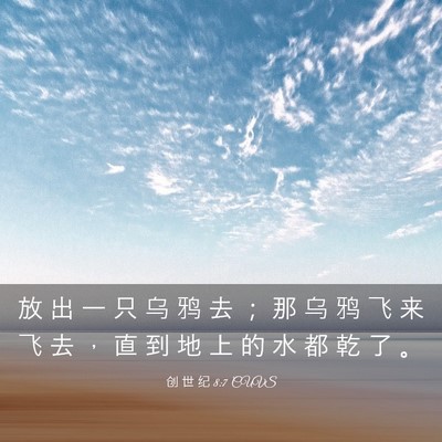 Picture 03 - 创 世 纪 8:7 CUVS - 放 出 一 只 乌 鸦 去 ； 那 乌 鸦 飞 - Bible Verse Picture