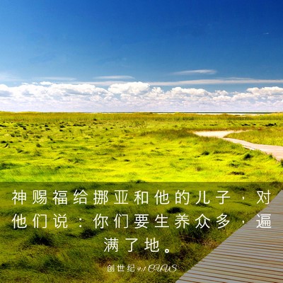Picture 03 - 创 世 纪 9:1 CUVS - 神 赐 福 给 挪 亚 和 他 的 儿 子 ， - Bible Verse Picture