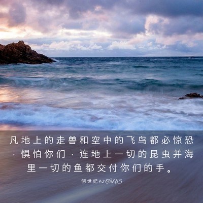 Picture 03 - 创 世 纪 9:2 CUVS - 凡 地 上 的 走 兽 和 空 中 的 飞 鸟 - Bible Verse Picture