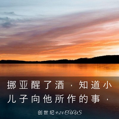 Picture 03 - 创 世 纪 9:24 CUVS - 挪 亚 醒 了 酒 ， 知 道 小 儿 子 向 - Bible Verse Picture