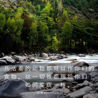 Picture 03 - 创 世 纪 9:3 CUVS - 凡 活 着 的 动 物 都 可 以 作 你 们 - Bible Verse Picture