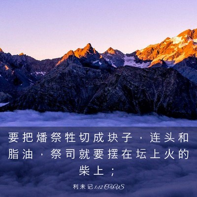 Picture 03 - 利 未 记 1:12 CUVS - 要 把 燔 祭 牲 切 成 块 子 ， 连 头 - Bible Verse Picture