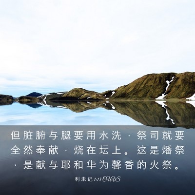Picture 03 - 利 未 记 1:13 CUVS - 但 脏 腑 与 腿 要 用 水 洗 ， 祭 司 - Bible Verse Picture