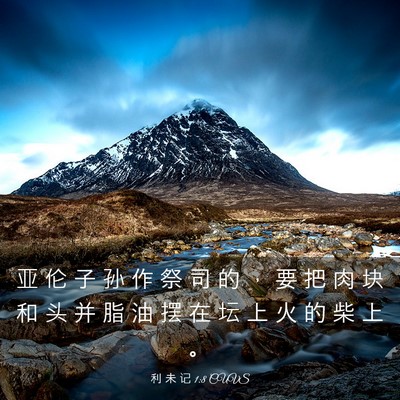 Picture 03 - 利 未 记 1:8 CUVS - 亚 伦 子 孙 作 祭 司 的 ， 要 把 肉 - Bible Verse Picture