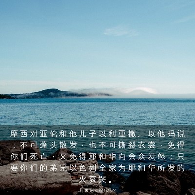 Picture 03 - 利 未 记 10:6 CUVS - 摩 西 对 亚 伦 和 他 儿 子 以 利 亚 - Bible Verse Picture