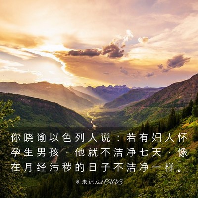 Picture 03 - 利 未 记 12:2 CUVS - 你 晓 谕 以 色 列 人 说 ： 若 有 妇 - Bible Verse Picture