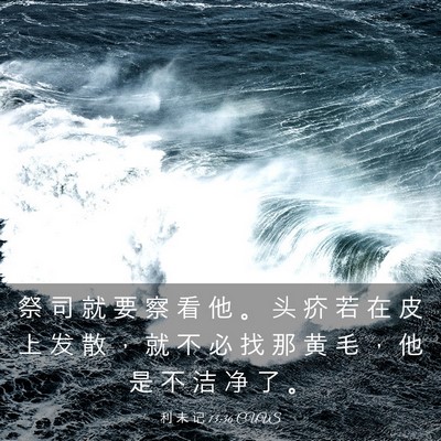 Picture 03 - 利 未 记 13:36 CUVS - 祭 司 就 要 察 看 他 。 头 疥 若 在 - Bible Verse Picture