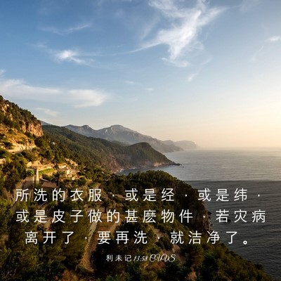 Picture 03 - 利 未 记 13:58 CUVS - 所 洗 的 衣 服 ， 或 是 经 ， 或 是 - Bible Verse Picture