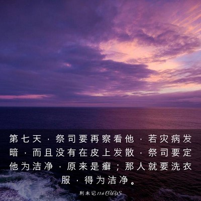 Picture 03 - 利 未 记 13:6 CUVS - 第 七 天 ， 祭 司 要 再 察 看 他 ， - Bible Verse Picture
