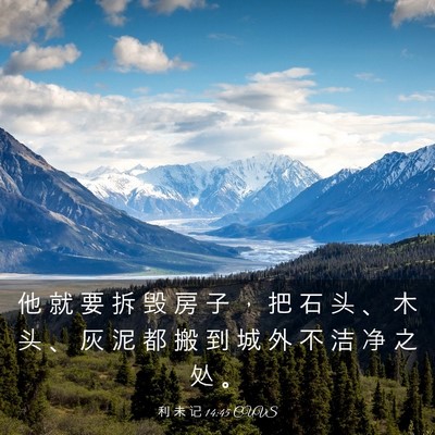 Picture 03 - 利 未 记 14:45 CUVS - 他 就 要 拆 毁 房 子 ， 把 石 头 、 - Bible Verse Picture