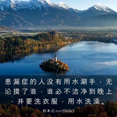 Picture 03 - 利 未 记 15:11 CUVS - 患 漏 症 的 人 没 有 用 水 涮 手 ， - Bible Verse Picture