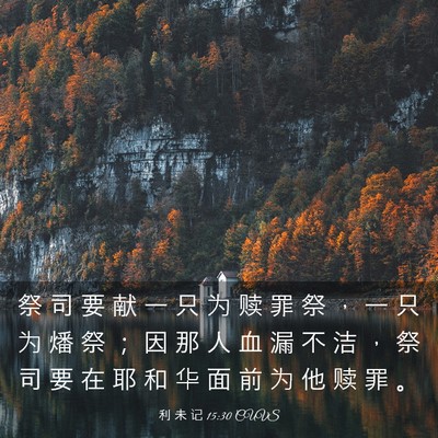 Picture 03 - 利 未 记 15:30 CUVS - 祭 司 要 献 一 只 为 赎 罪 祭 ， 一 - Bible Verse Picture