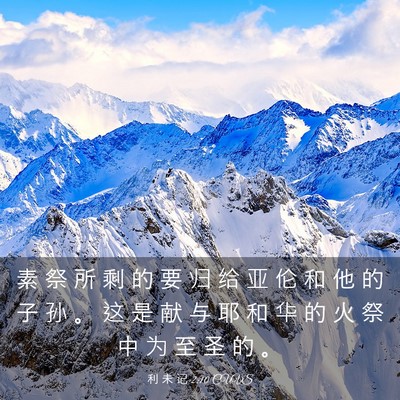 Picture 03 - 利 未 记 2:10 CUVS - 素 祭 所 剩 的 要 归 给 亚 伦 和 他 - Bible Verse Picture