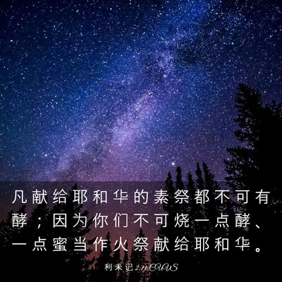 Picture 03 - 利 未 记 2:11 CUVS - 凡 献 给 耶 和 华 的 素 祭 都 不 可 - Bible Verse Picture
