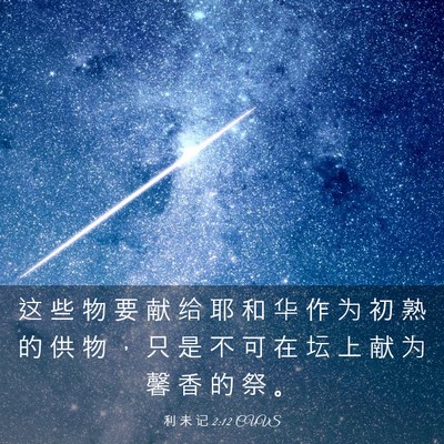 Picture 03 - 利 未 记 2:12 CUVS - 这 些 物 要 献 给 耶 和 华 作 为 初 - Bible Verse Picture
