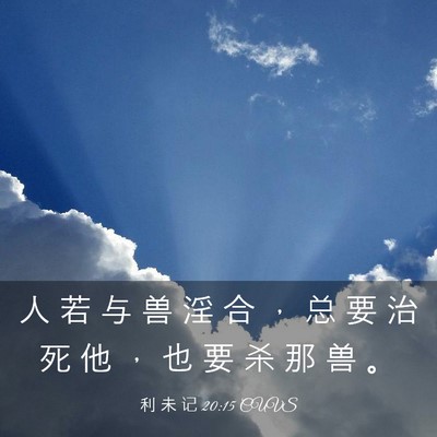 Picture 03 - 利 未 记 20:15 CUVS - 人 若 与 兽 淫 合 ， 总 要 治 死 他 - Bible Verse Picture