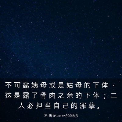 Picture 03 - 利 未 记 20:19 CUVS - 不 可 露 姨 母 或 是 姑 母 的 下 体 - Bible Verse Picture