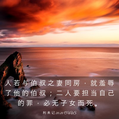 Picture 03 - 利 未 记 20:20 CUVS - 人 若 与 伯 叔 之 妻 同 房 ， 就 羞 - Bible Verse Picture