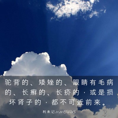 Picture 03 - 利 未 记 21:20 CUVS - 驼 背 的 、 矮 矬 的 、 眼 睛 有 毛 - Bible Verse Picture
