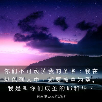 Picture 03 - 利 未 记 22:32 CUVS - 你 们 不 可 亵 渎 我 的 圣 名 ； 我 - Bible Verse Picture