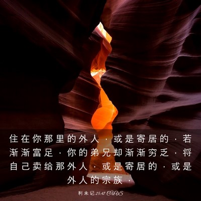 Picture 03 - 利 未 记 25:47 CUVS - 住 在 你 那 里 的 外 人 ， 或 是 寄 - Bible Verse Picture