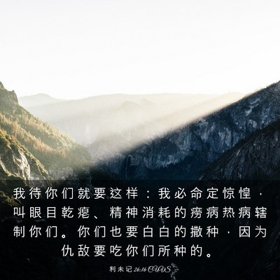 Picture 03 - 利 未 记 26:16 CUVS - 我 待 你 们 就 要 这 样 ： 我 必 命 - Bible Verse Picture