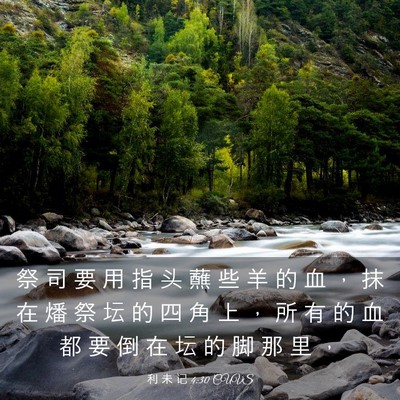 Picture 03 - 利 未 记 4:30 CUVS - 祭 司 要 用 指 头 蘸 些 羊 的 血 ， - Bible Verse Picture