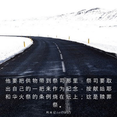 Picture 03 - 利 未 记 5:12 CUVS - 他 要 把 供 物 带 到 祭 司 那 里 ， - Bible Verse Picture