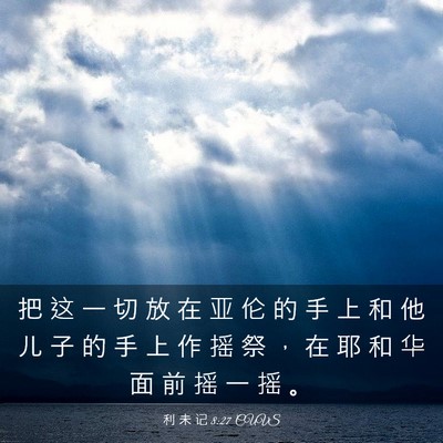 Picture 03 - 利 未 记 8:27 CUVS - 把 这 一 切 放 在 亚 伦 的 手 上 和 - Bible Verse Picture