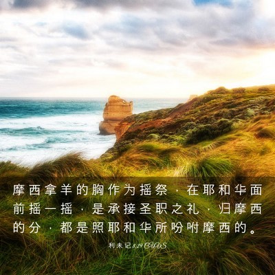 Picture 03 - 利 未 记 8:29 CUVS - 摩 西 拿 羊 的 胸 作 为 摇 祭 ， 在 - Bible Verse Picture
